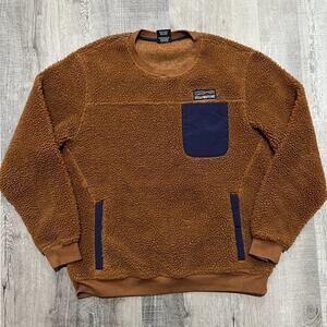 VTG Prairie Mountain Yellowstone Ntl. Park Orange Brown Piled Fleece Sweatshirt